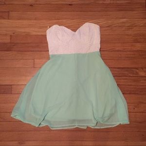 Lulu’s White Eyelet Seafoam Green Dress